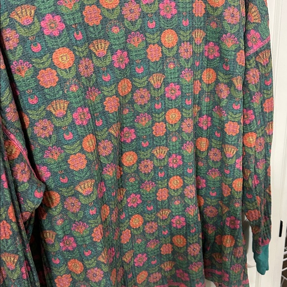Natural Life mix & Match Waffle Pajama Floral Long Sleeve Top Floral Medium - Picture 4 of 5